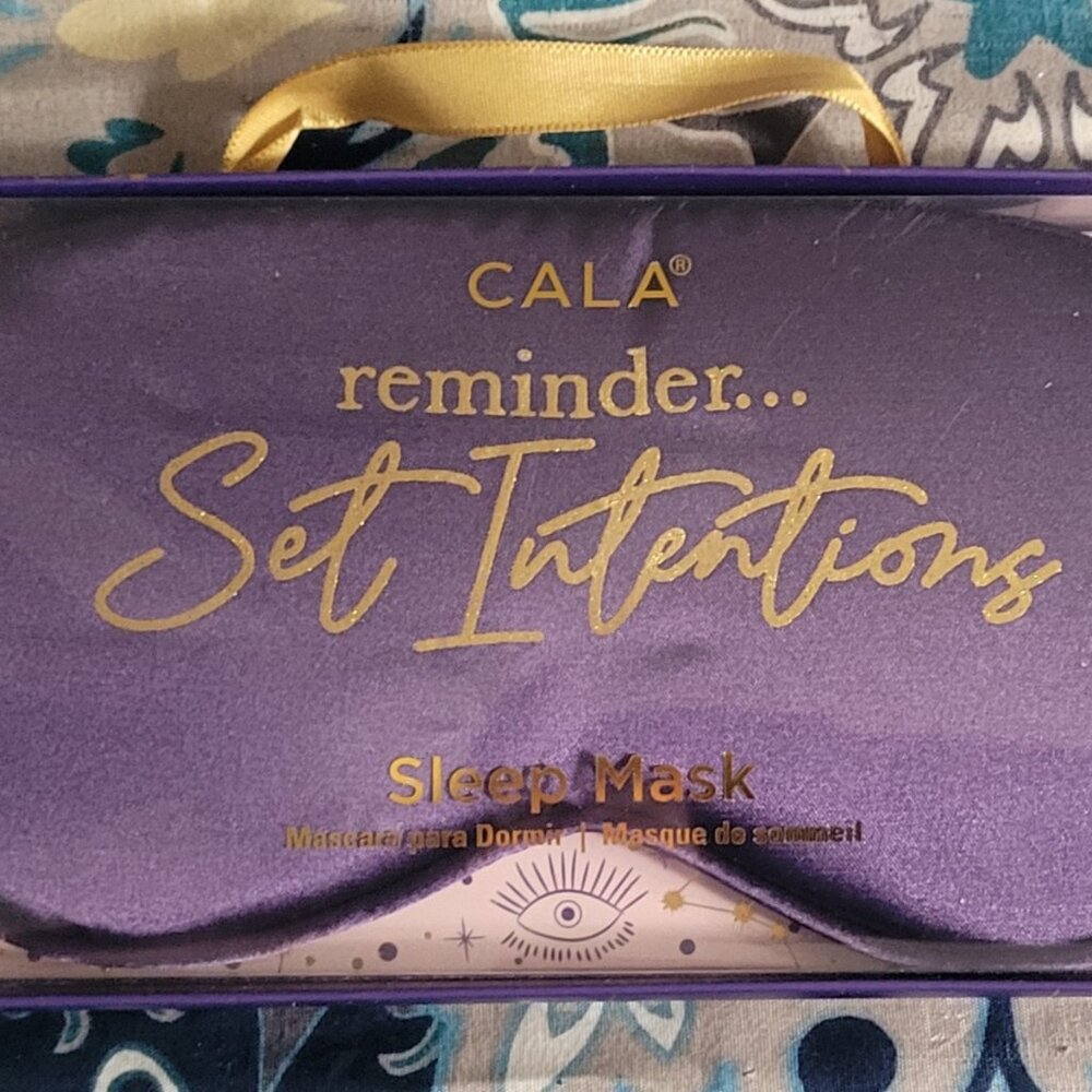Brand NEW! Womens CALA "Reminder... Set Intentions" Purple Sleep Mask